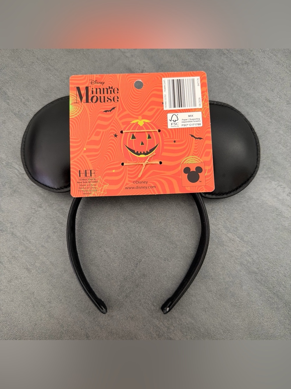 Disney Halloween Minnie Headband with Orange Sequin Bow and Black Pumpkin Ears - Picture 4 of 5